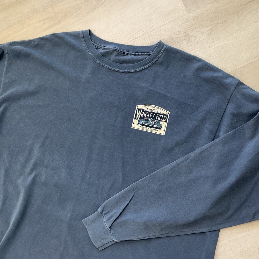 Chicago Cubs Wrigley Field Long Sleeve Tee Blue 3XL